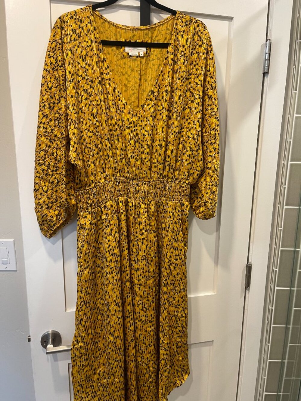 Anthropologie Yellow and Black Print Dress Sz XL  $178